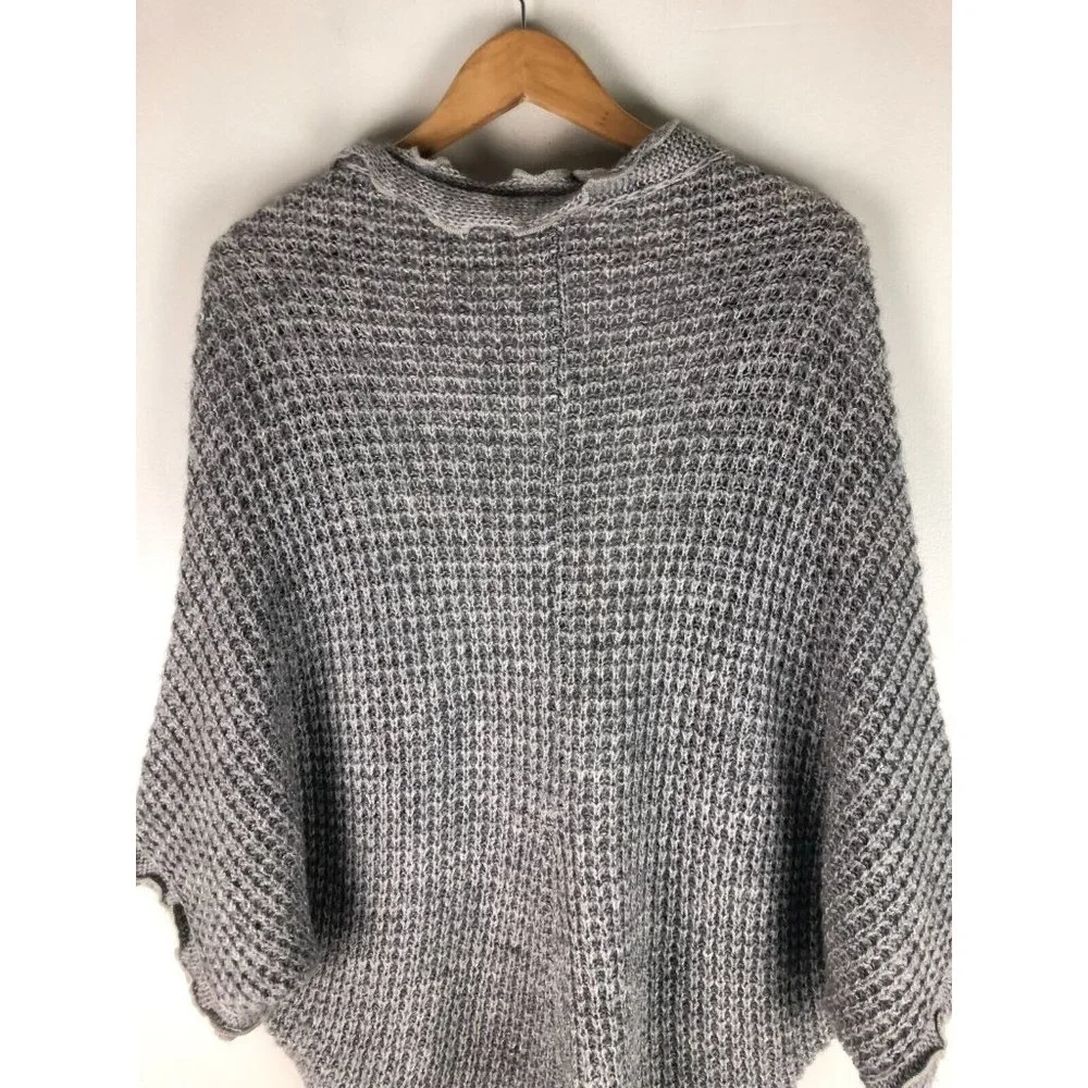 Moth Anthropologie Gray Wool Blend Open Front Cocoon Cardigan Sweater Longline S - Picture 4 of 6